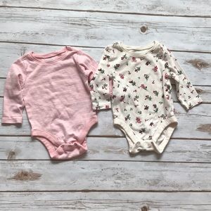 OLD NAVY Baby long sleeve Bodysuit bundle pink